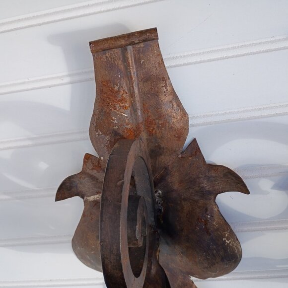 Large Metal Wall Sconces Candelabras Torch Candle Holder Mexican MCM Vtg 16 inch - Picture 6 of 16